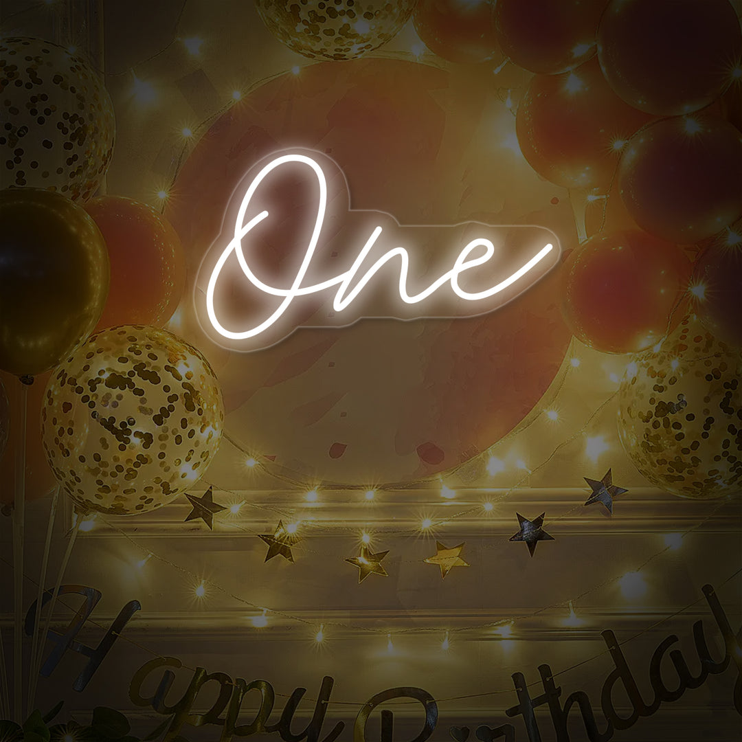 "one, Første bursdagsdekorasjon" Neonskilt