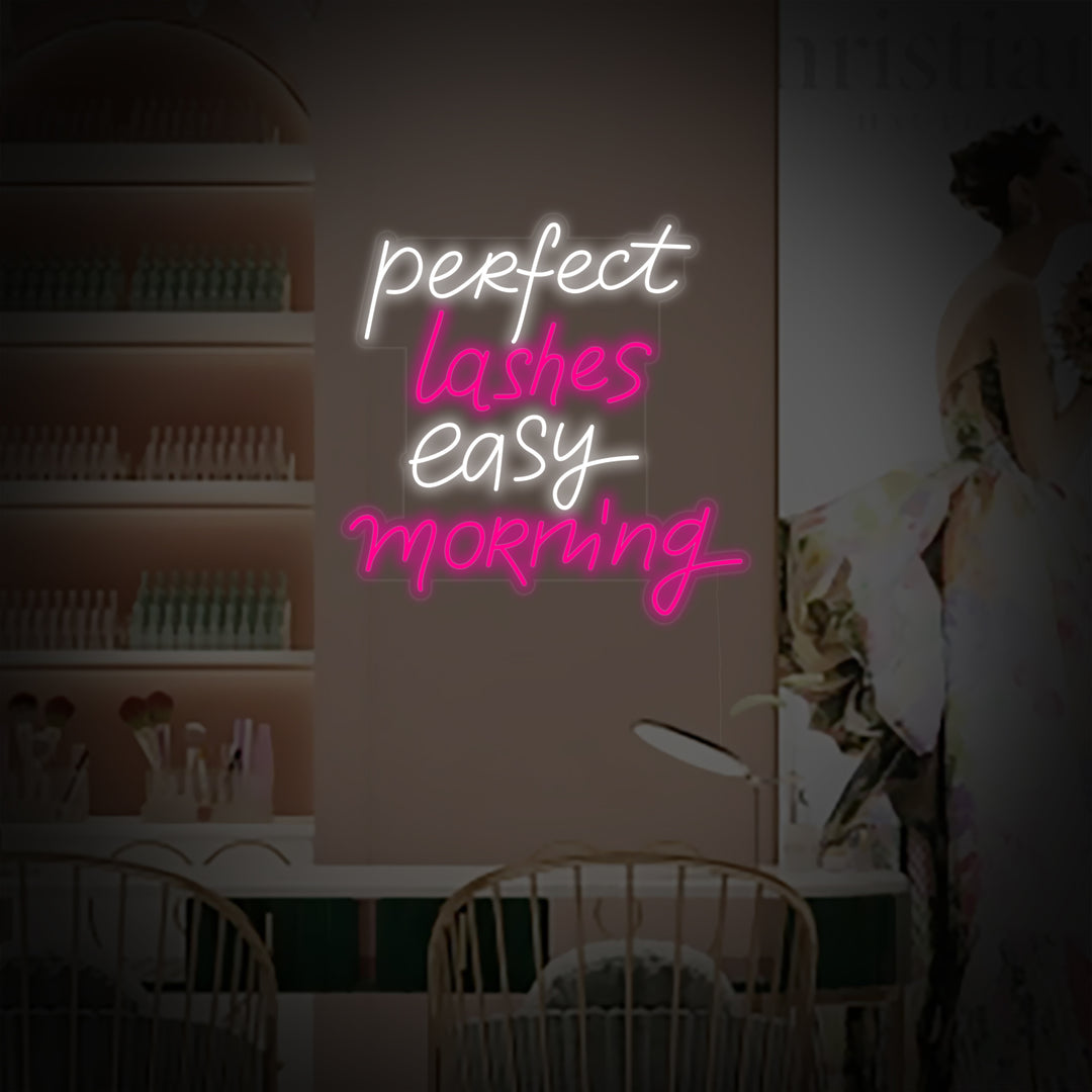 "Perfect Lashes Easy Morning" Neonskilt