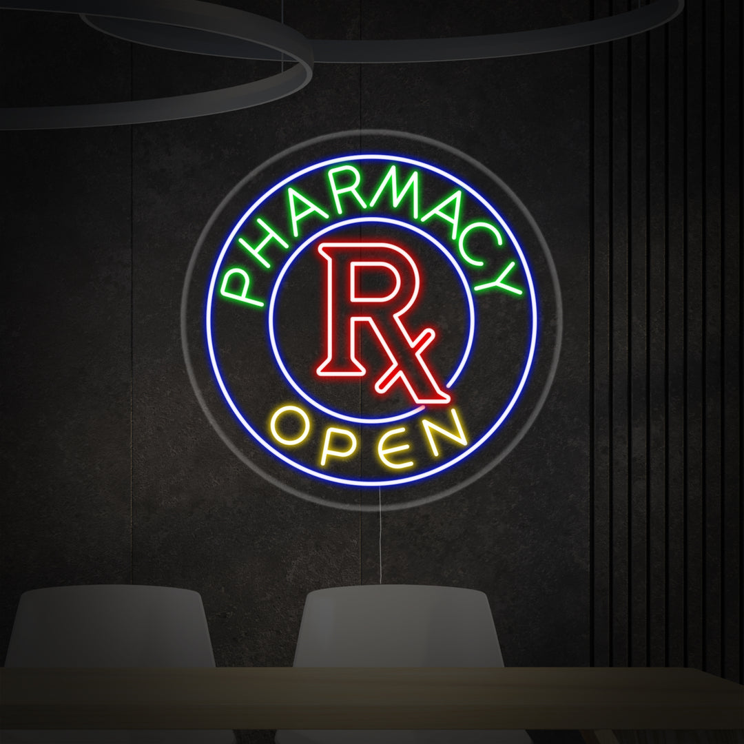 "Pharmacy Open" Neonskilt