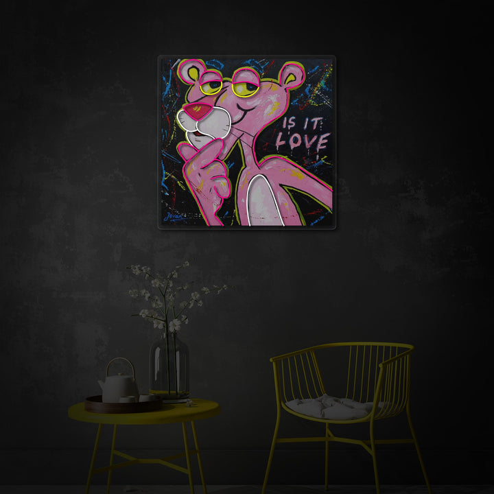 "Pink Think Panther, er det kjærlighet" UV-trykt LED-neonskilt