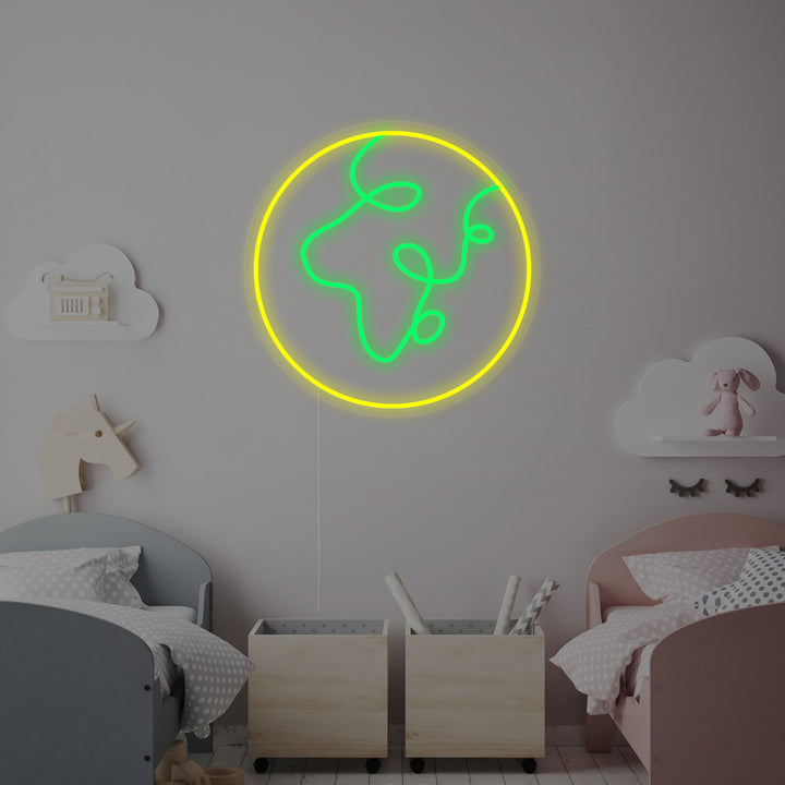 "Planet Og Jord, Dekor Til Barnerommet" Neonskilt
