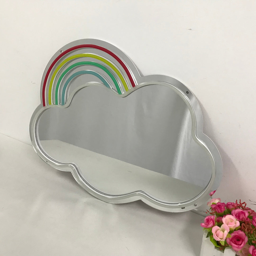 "Rainbow Cloud, Drømmende Fargeskiftende" Neonskilt med speilbakside