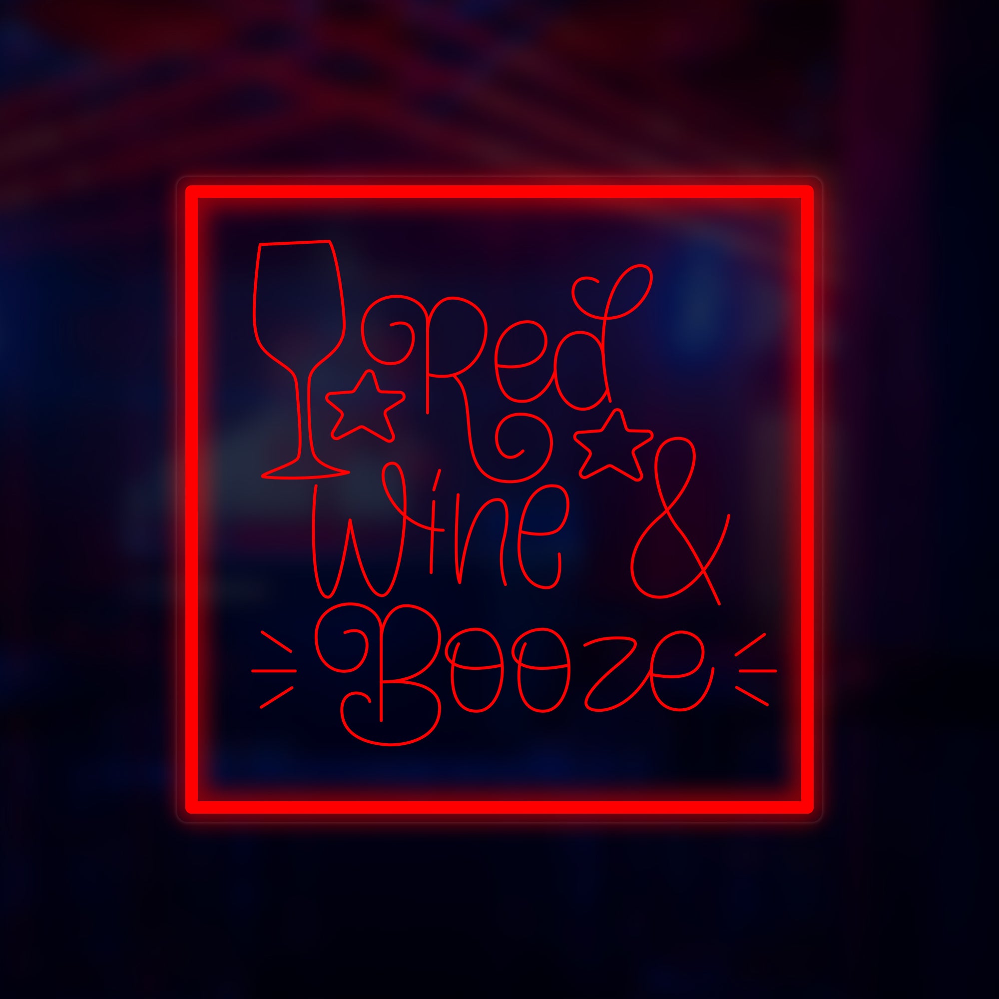 "Red Wine and Booze" Mini Neonskilt