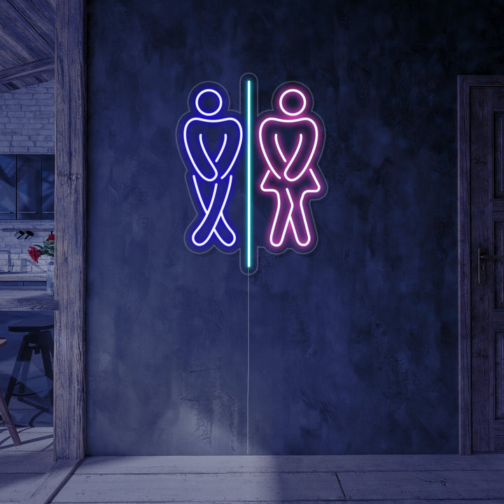 "Toalett, Gutt, Jente, Toalett" Neonskilt