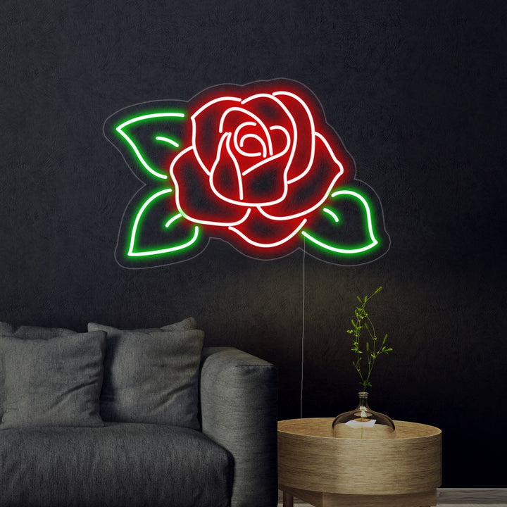 "Roser, Blomsterhandler, Blomstergaver" Neonskilt