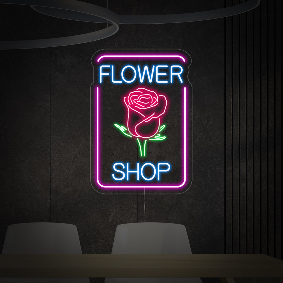 "rose, Flower Shop" Neonskilt