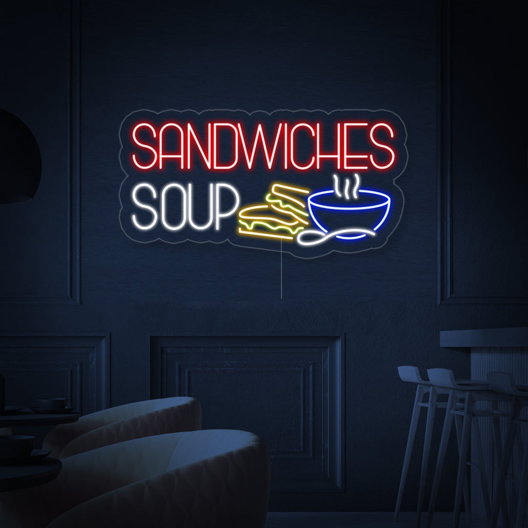 "SANDWICHES SOUP" Neonskilt