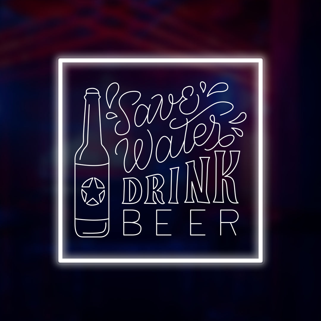 "Save Water Drink Beer" Miniatyr Neon Skilt