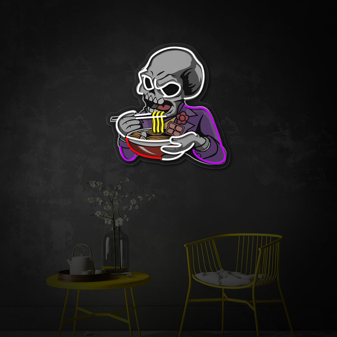 "Skull Ramen, japansk restaurantlogo" UV-trykt LED-neonskilt