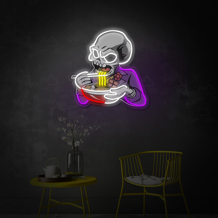 "Skull Ramen, japansk restaurantlogo" UV-trykt LED-neonskilt