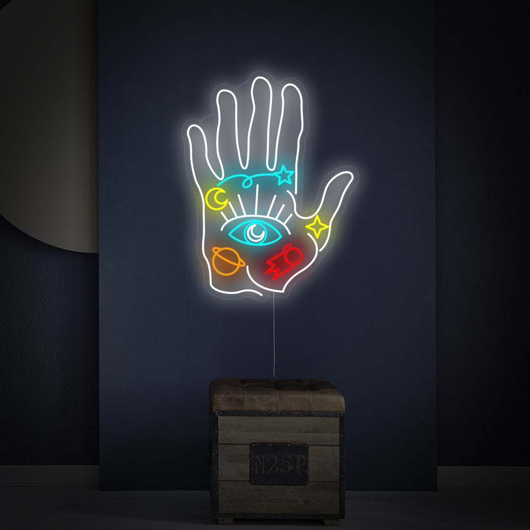 "Spirituell Hånd" Neonskilt