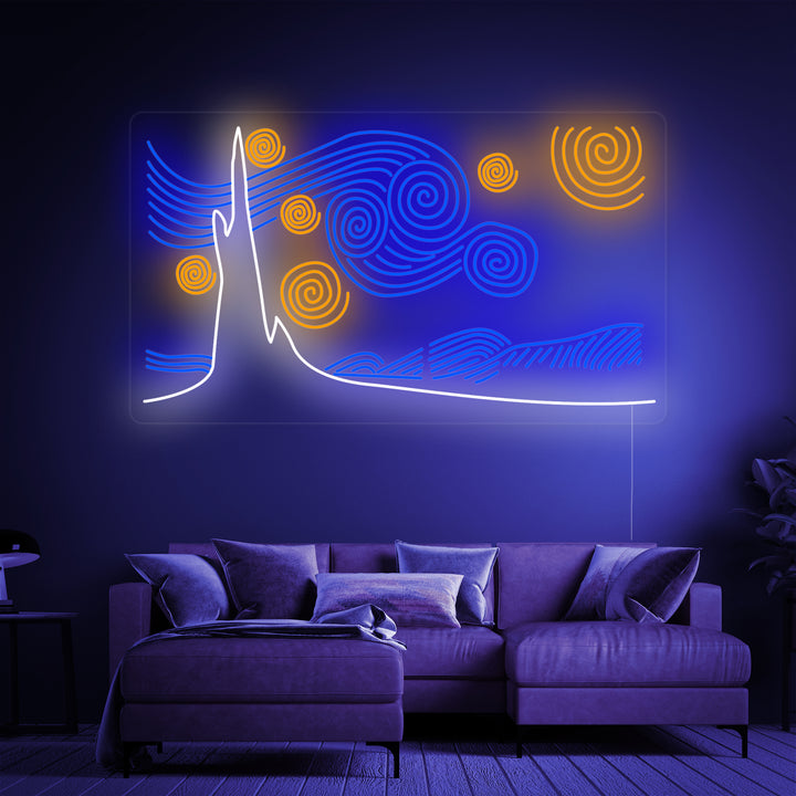 "Stjernenatt Vincent Van Gogh" Neonskilt
