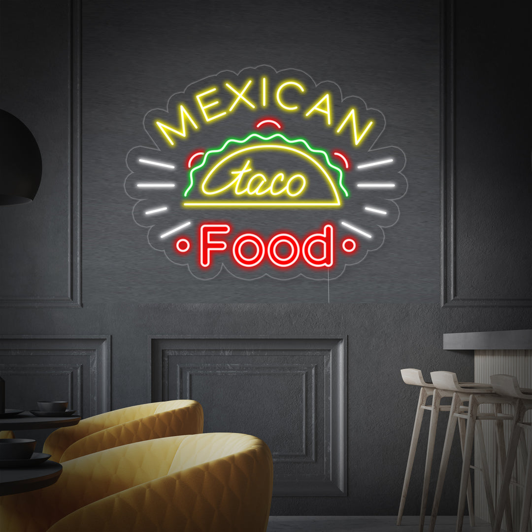 "Taco On Mexican Food" Neonskilt