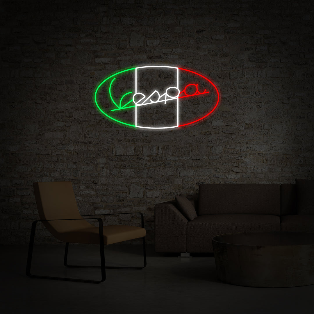 "Vespa Italiensk Motorsykkel Logo" Neonskilt
