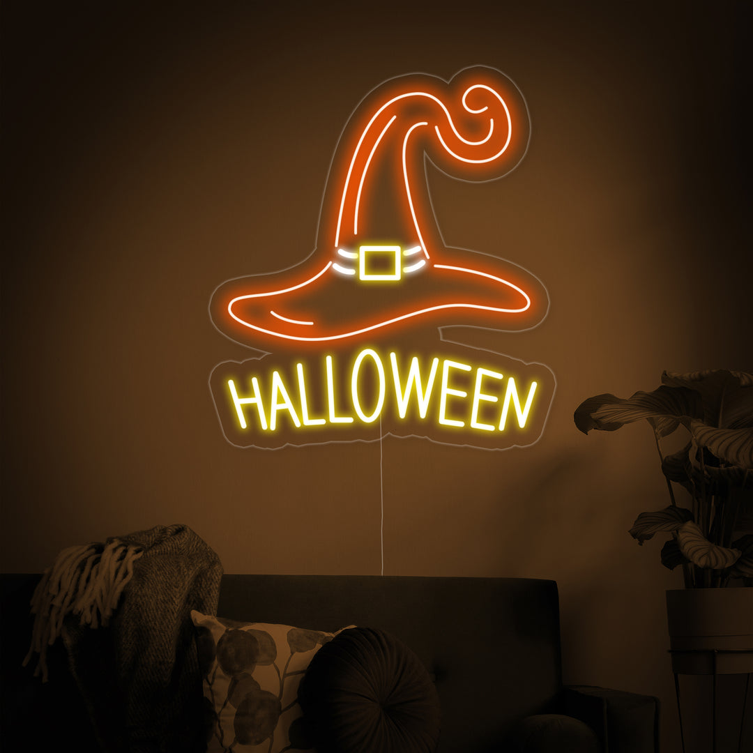 "Heksehatt, Halloween" Neonskilt