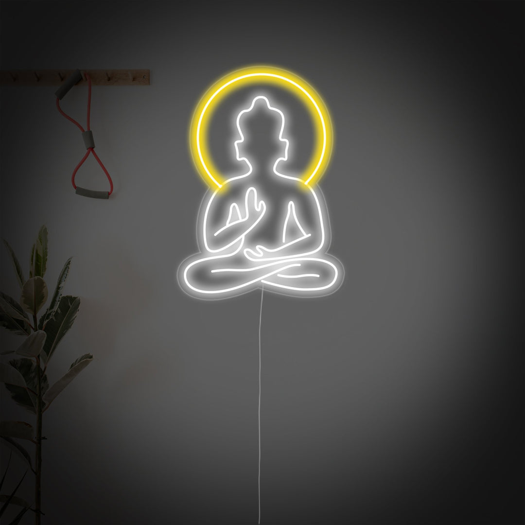 "Yoga Buddha, Yoga Veggkunst, Yoga Dekor, Yoga Innredning" Neonskilt