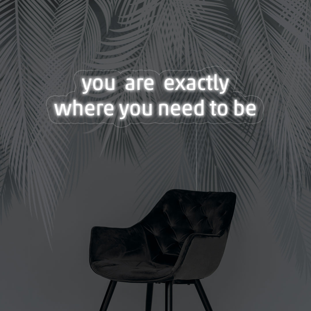 "You Are Exactly Where You Need To Be" Neonskilt