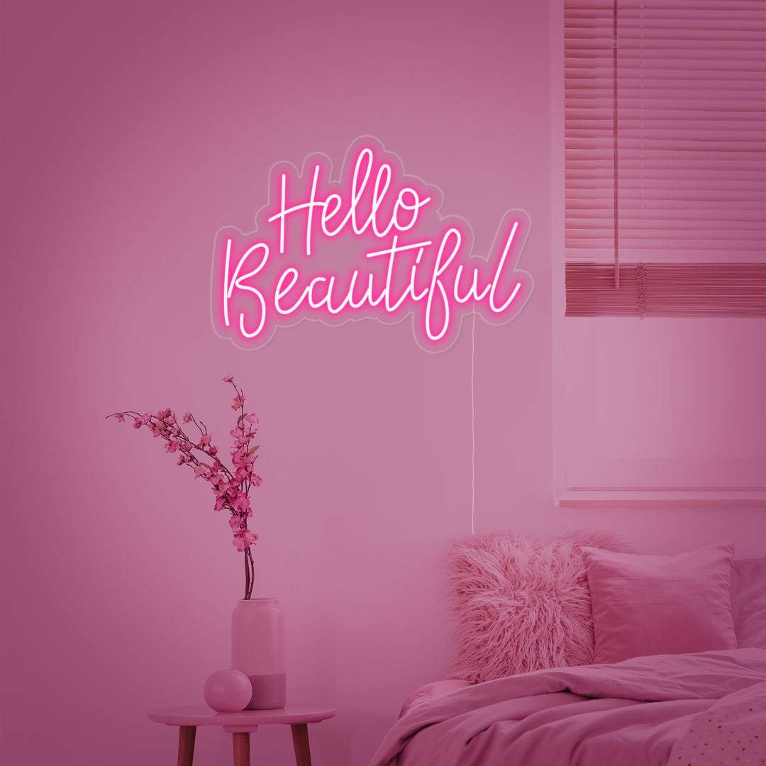 "Hello Beautiful" Neonskilt