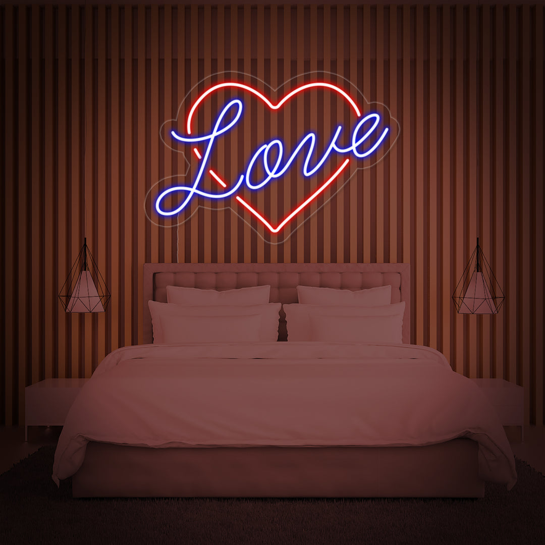 "Love, Hjerte" Neonskilt