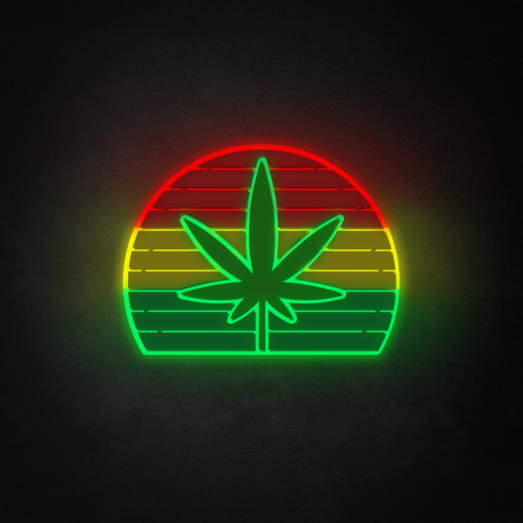 "Retro Rasta Leaf" Neon Like